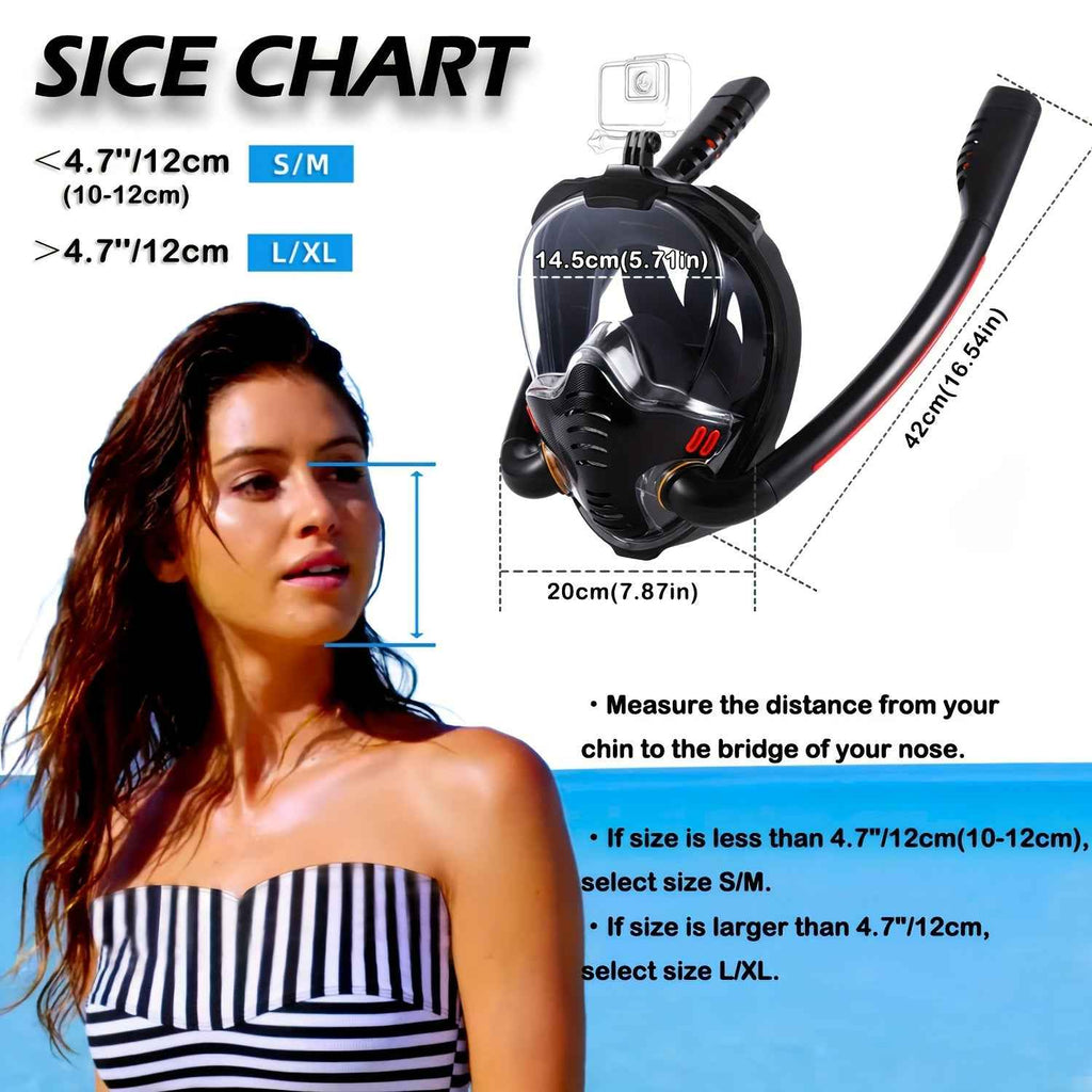 Full Face Snorkel Mask Set with Flippers – Complete Snorkelling Kit