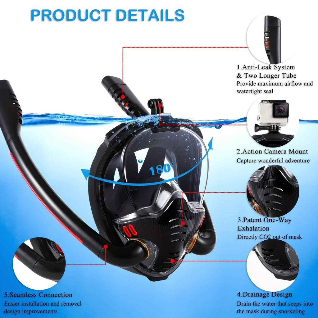 Full Face Snorkel Mask Set with Flippers – Complete Snorkelling Kit