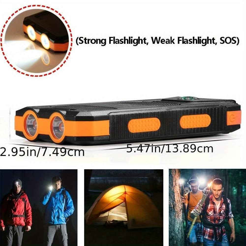 10,000mAh Portable Solar Power Bank – Dual USB Outdoor Charger