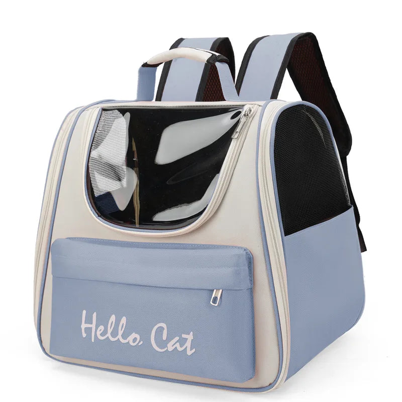 Astronaut Pet Backpack – Ventilated Mesh Foldable Outdoor Travel Bag for Kittens & Puppies (Beige/Blue) - Dripshop
