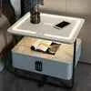 Leather Art Nightstand – High-End Free Installation Solid Wood Modern Bedside Table