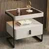 Iron Minimalist Nightstand – Modern Light Luxury Bedside Open Shelf with Glass