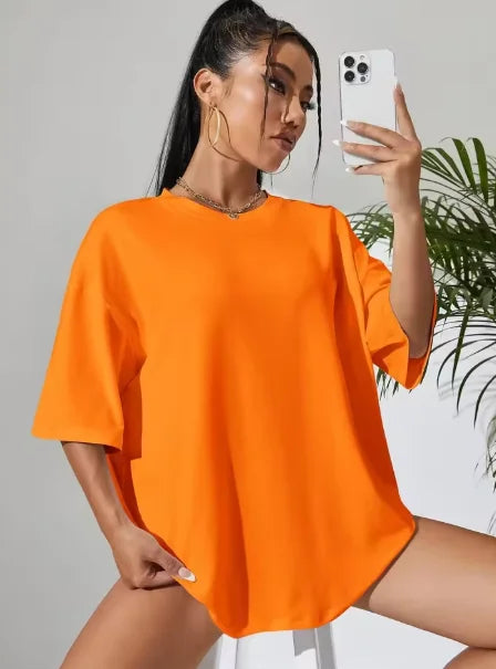 Women's Solid Colour Fitness T-Shirt – Short Sleeve Soft Cotton Everyday Top - Dripshop