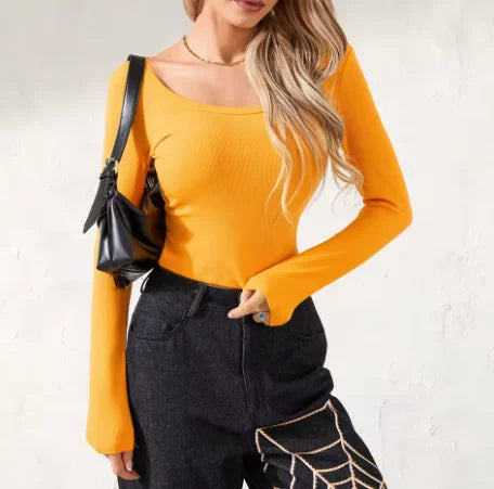 Puloru Casual Long Sleeve Cropped T-Shirt – Women's Everyday Top - Dripshop