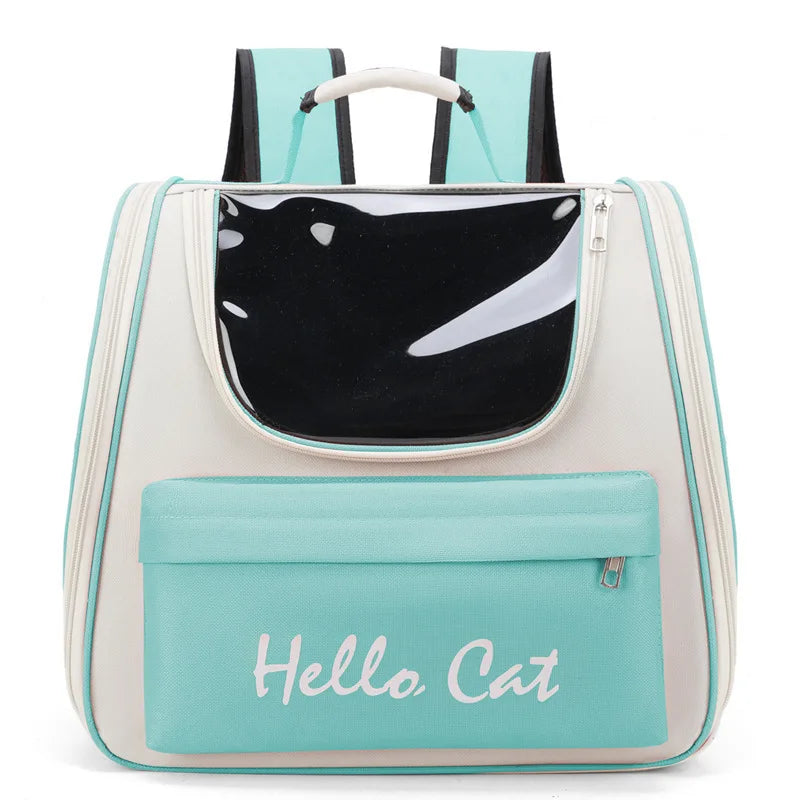 Astronaut Pet Backpack – Ventilated Mesh Foldable Outdoor Travel Bag for Kittens & Puppies (Beige/Blue) - Dripshop