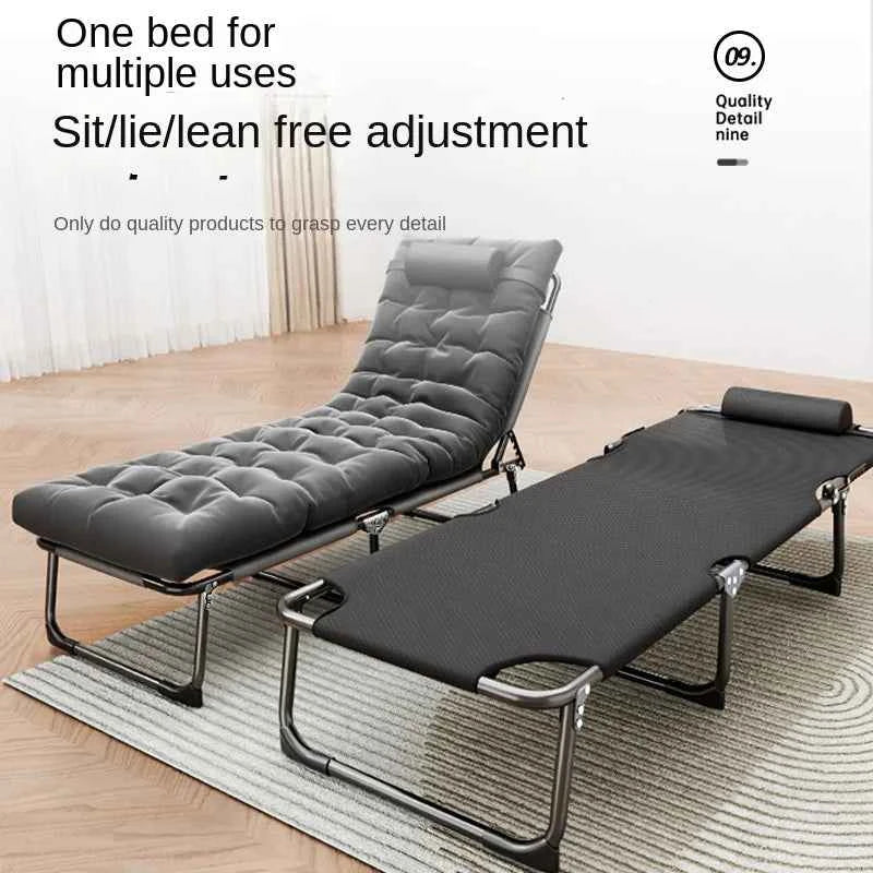 Portable Foldable Nap Bed – Single Adult Metal Frame for Office, Beach & Outdoor Use