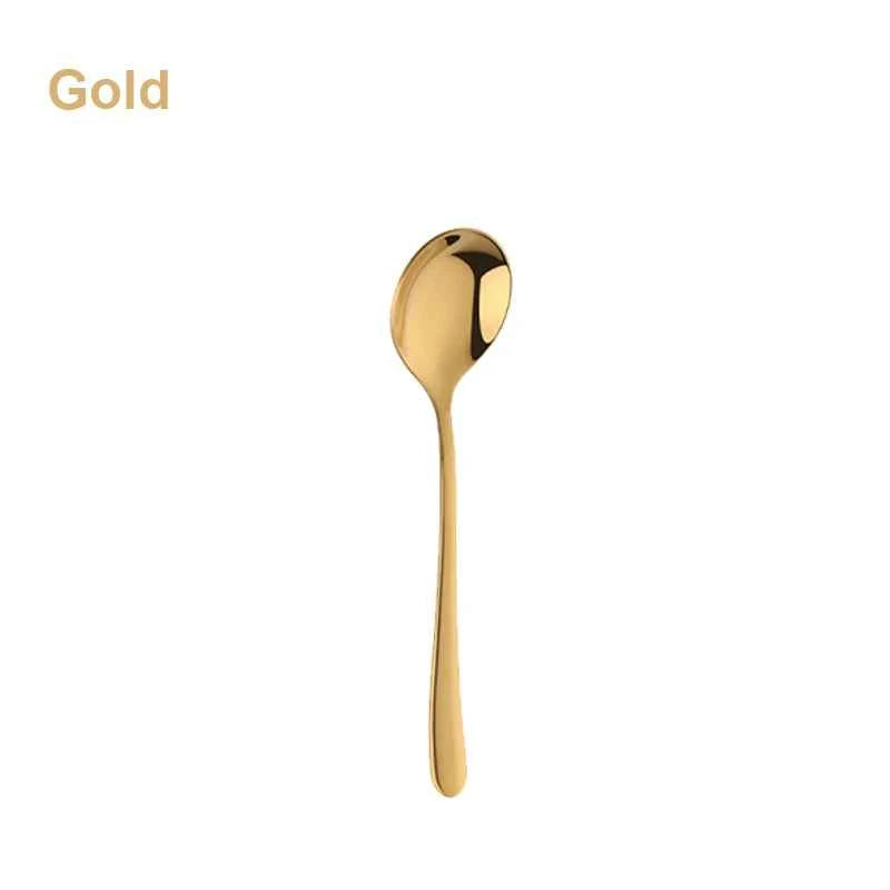 Stainless Steel Coffee & Tea Spoons – Gold & Blue Teaspoons for Mixing, Soup & Serving