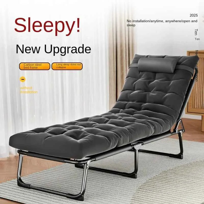 Portable Foldable Nap Bed – Single Adult Metal Frame for Office, Beach & Outdoor Use