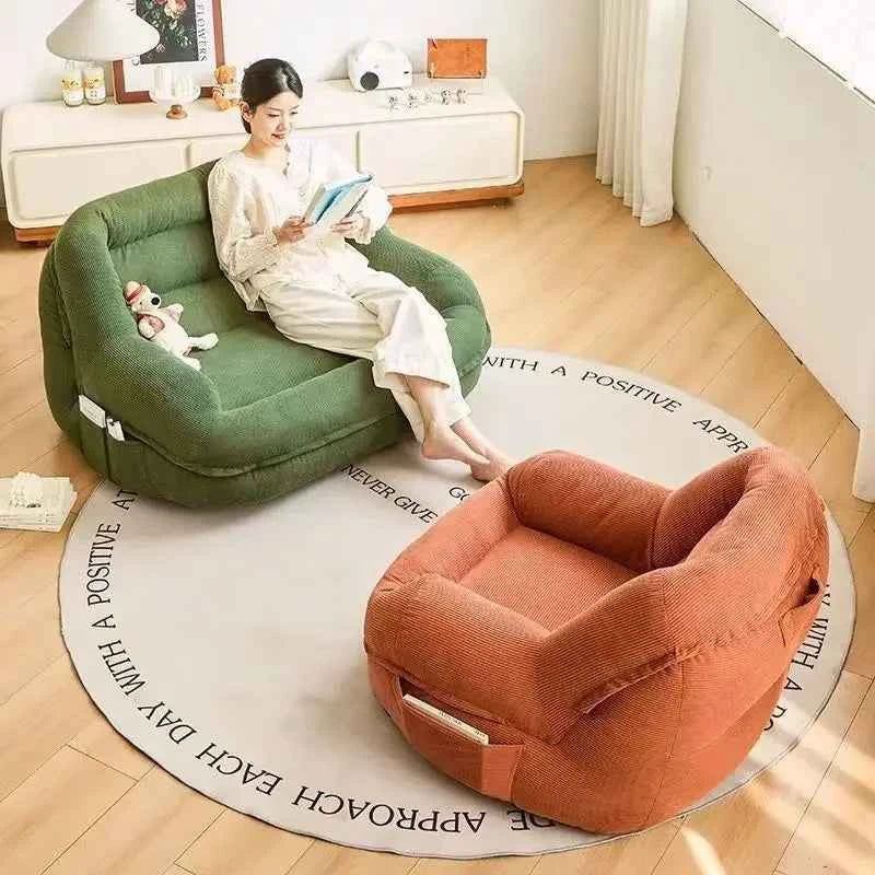 Portable Single Lazy Sofa – Tatami Floor Chaise Lounge for Living Room