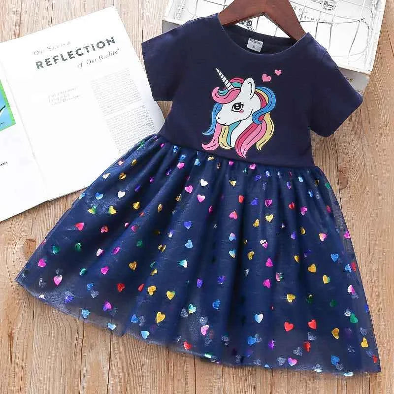 Baby Girls Unicorn Princess Dress – Cotton Mesh Party Dress for Ages 2–6