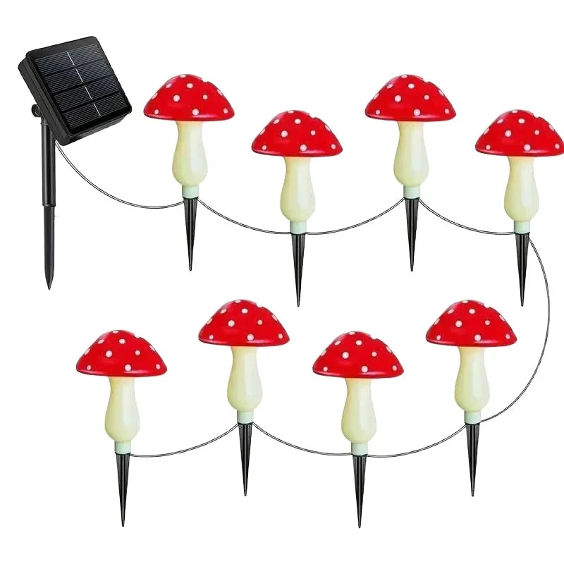 Solar Garden Mushroom Lights – Cute Decorative Waterproof Outdoor Pile String Lights - Dripshop