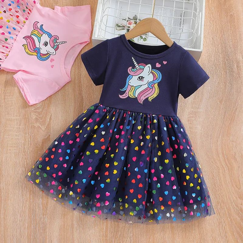 Girls Unicorn Sequin Princess Dress – Magic Fairy Tale Costume for Kids Daily Wear - Dripshop