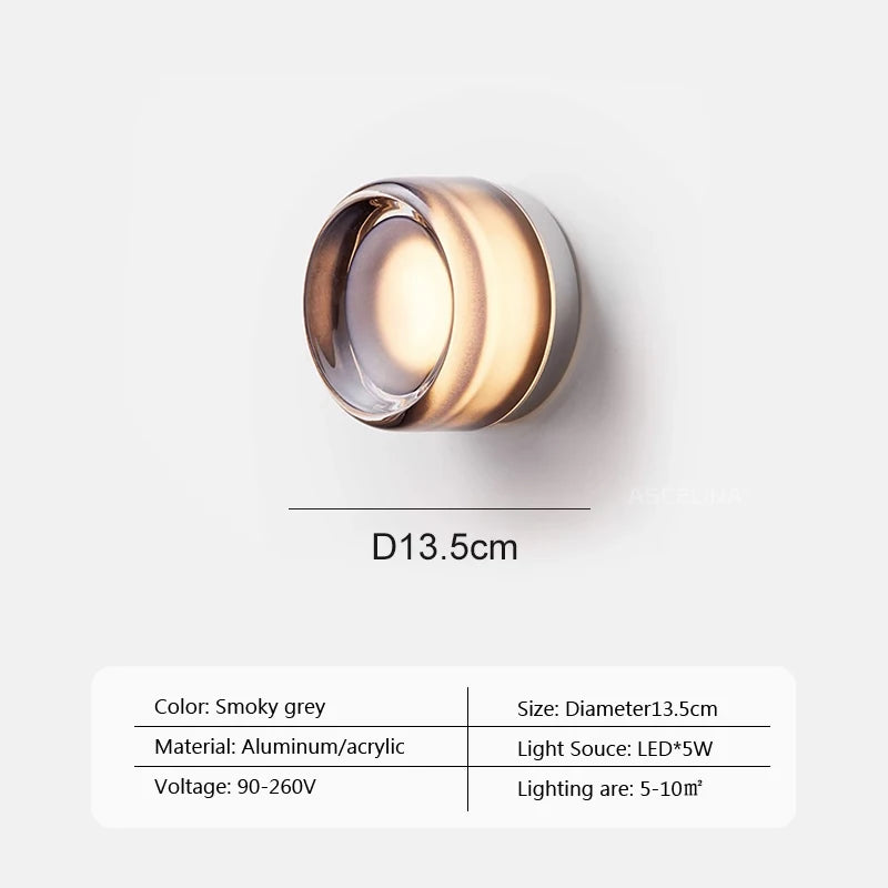 Modern LED Wall Lamp Living Room Amber Jelly Decor Wall Sconces  Corridor Study Dining Room  Home Decoration Smokey Grey Fixture - Dripshop