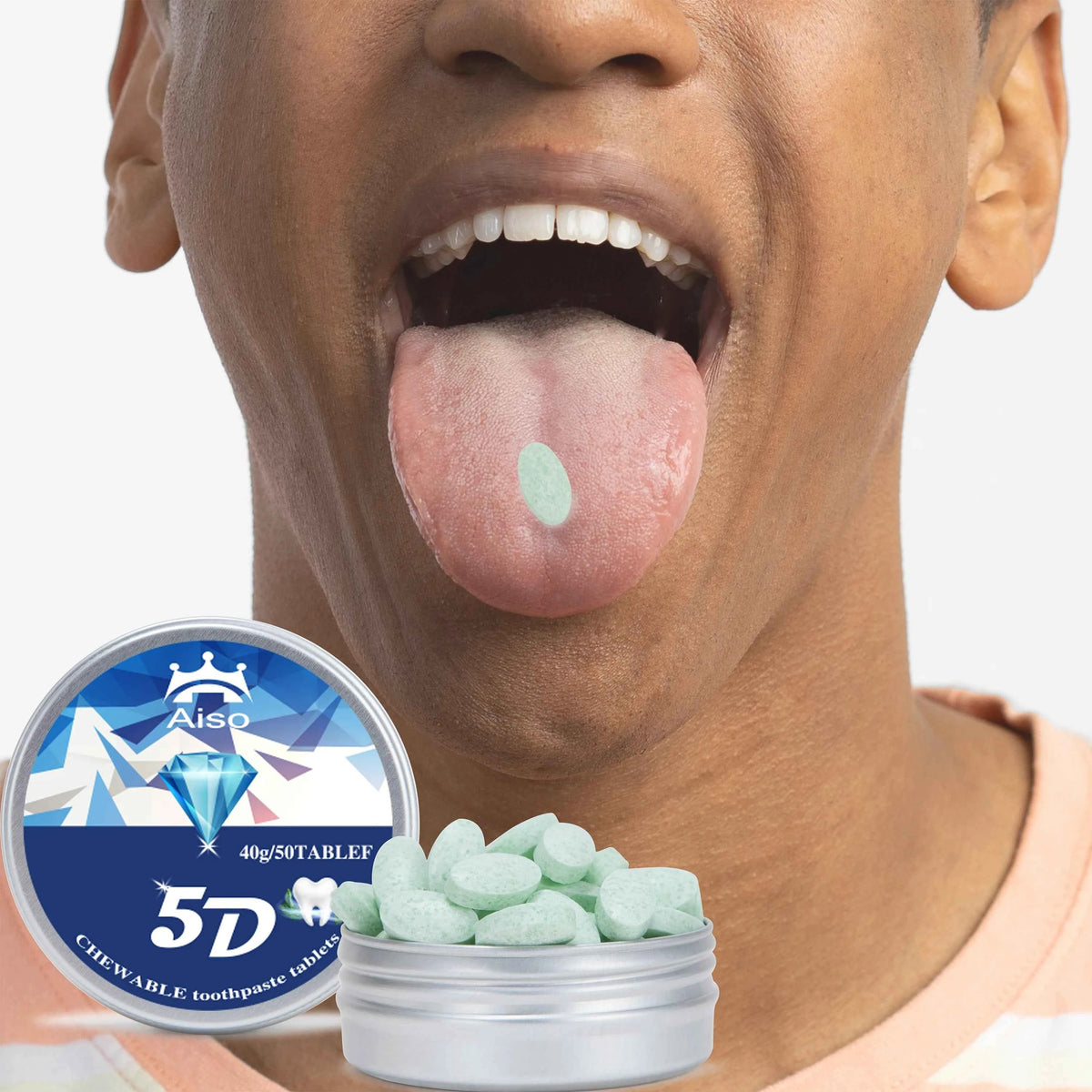 Travel Mint Toothpaste Chewable Tablets – 5D All-Effect Tartar Removal & Fresh Breath