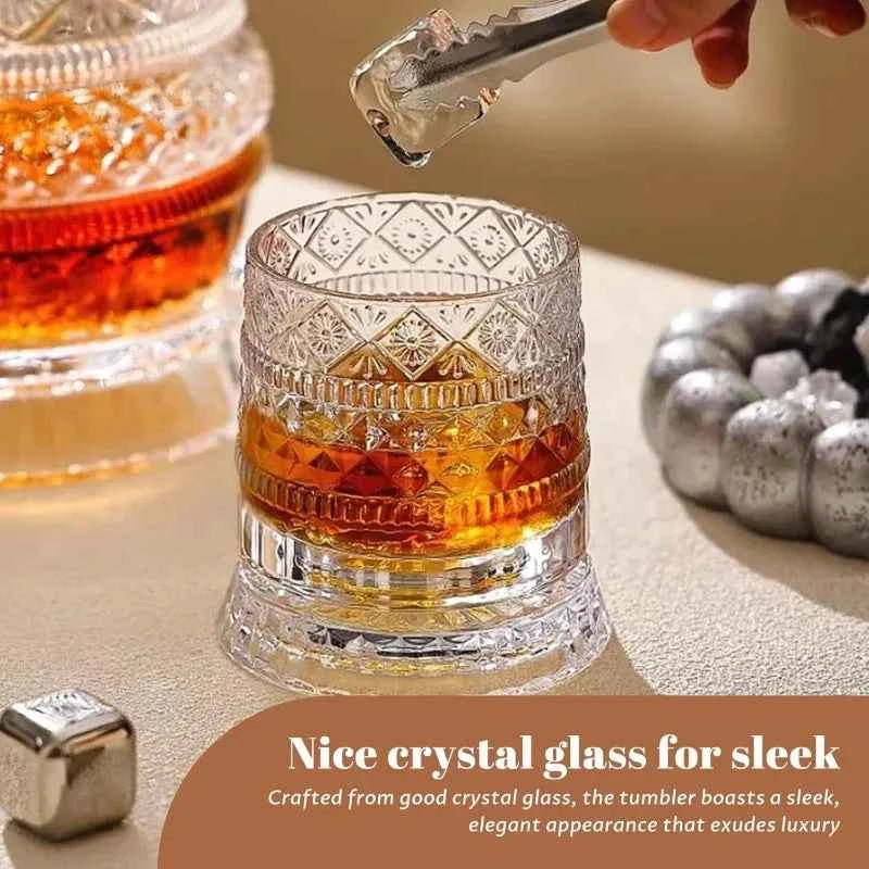 280ml Rotating Whiskey Glass – Crystal Rum & Cocktail Party Drinking Gift