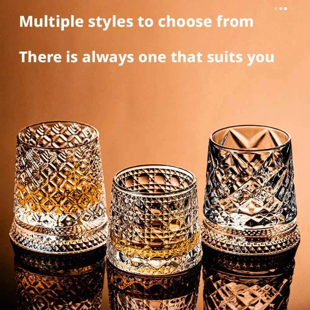 2-Pack Rotating Whiskey Glasses – 360° Crystal Rum & Cocktail Party Gift Set