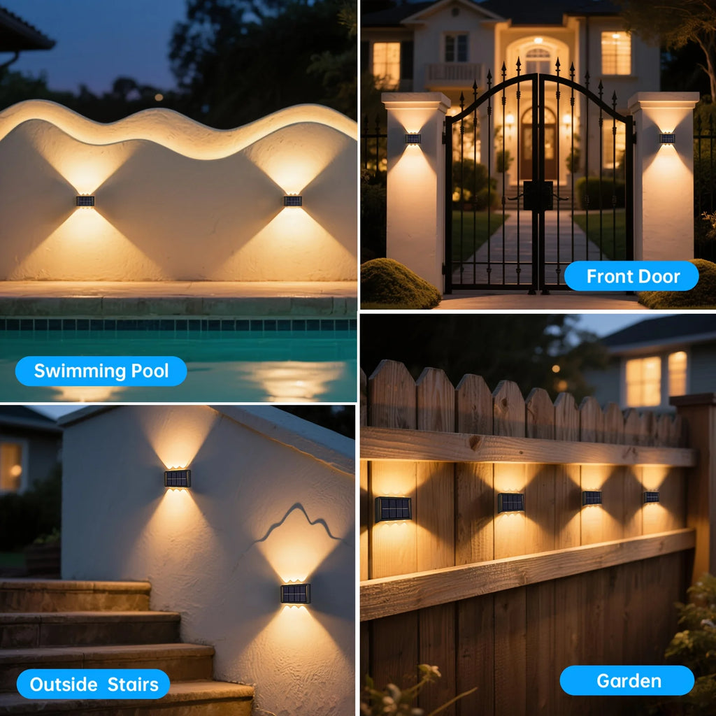 Solar Wall Lights Outdoor – Waterproof LED Lighting for Home, Garden, Yard & Fence (1–10 Pack) - Dripshop