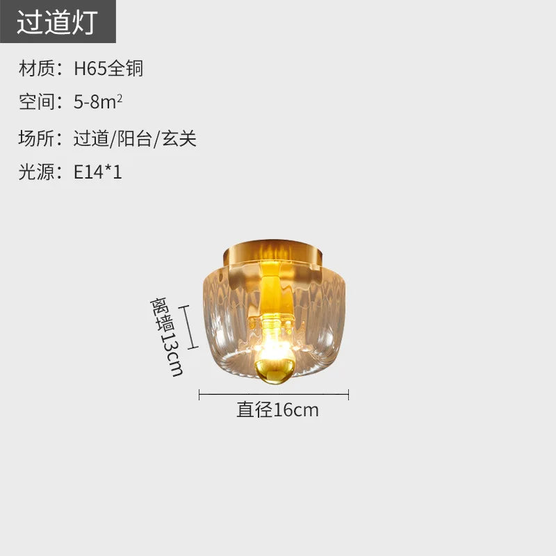 Nordic Retro Glass Wall Lamp | Chinese-Inspired Iron Frame | Hallway & Staircase - Dripshop
