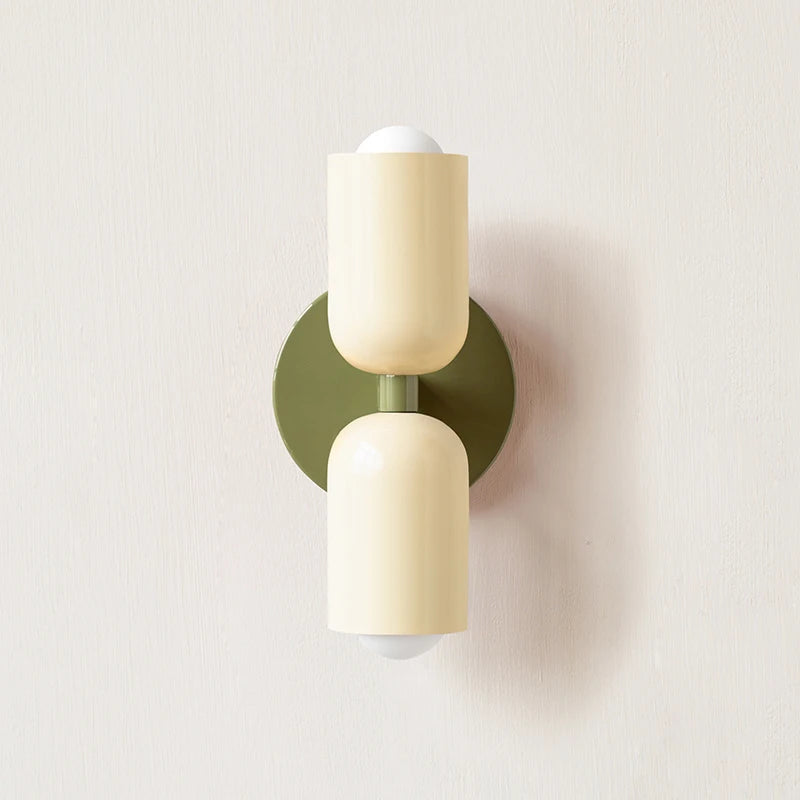 Nordic Modern 2-Head LED Wall Sconce | Colourful Lampshade | Bedroom & Kids Room - Dripshop