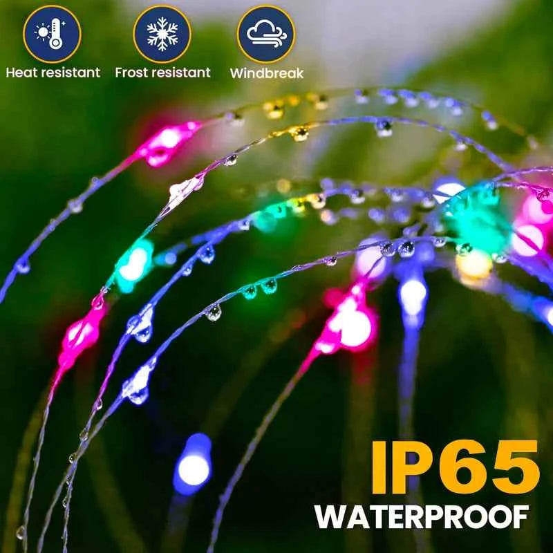 Solar Fireworks Copper Wire LED Garden Lights – Outdoor Lawn & Courtyard Decor (1/4/8 Pack)