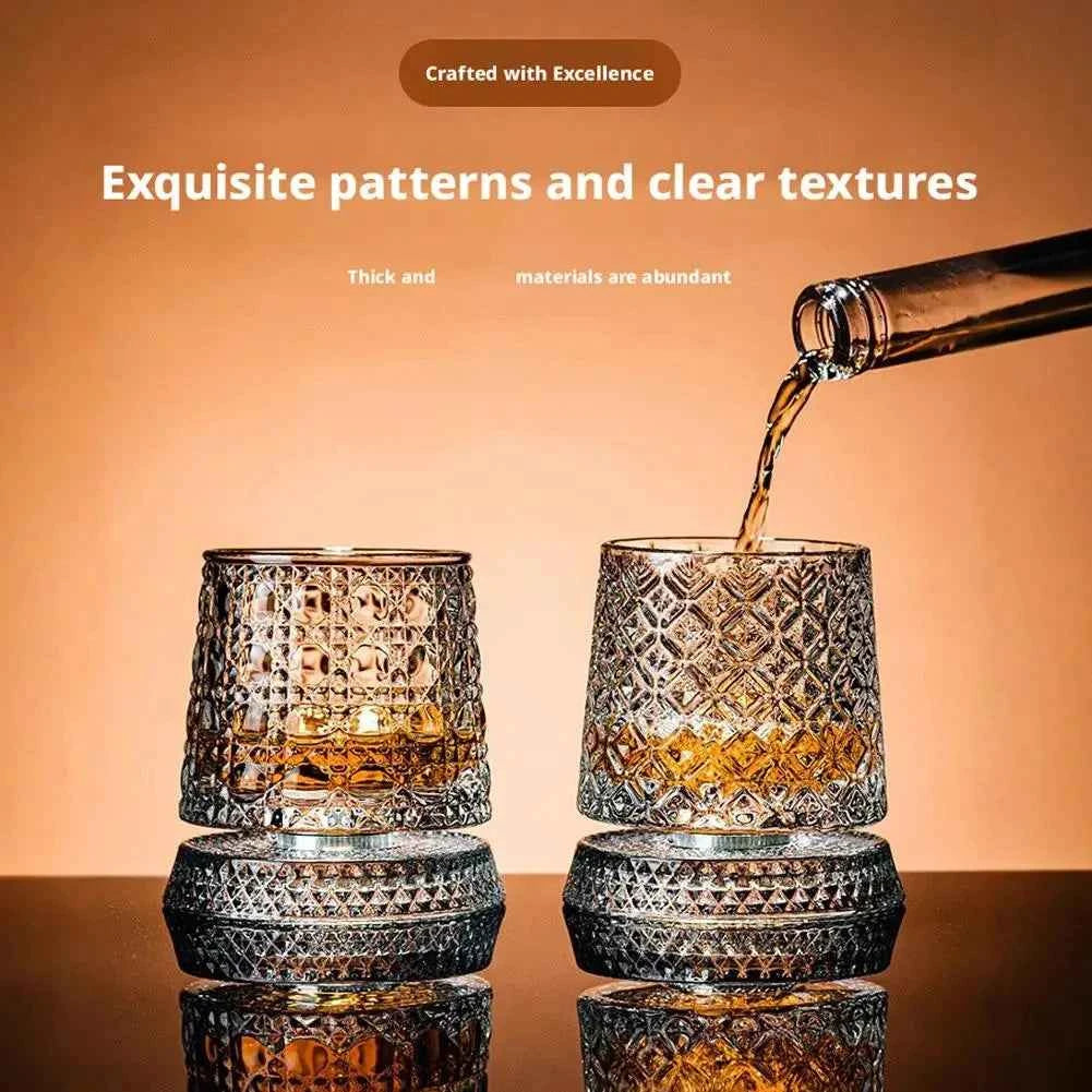 2-Pack Rotating Whiskey Glasses – 360° Crystal Rum & Cocktail Party Gift Set