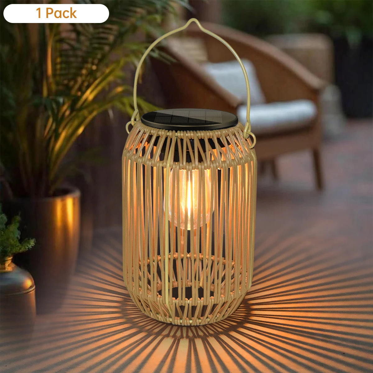Solar Boho Rattan Lantern – Waterproof Hanging Outdoor Light for Garden, Yard & Patio - Dripshop