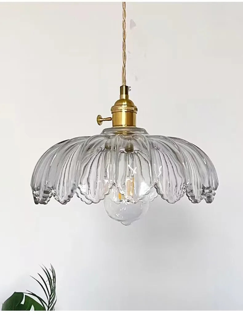 Nordic Green Glass LED Pendant Light – Copper Switch Hanging Lamp - Dripshop