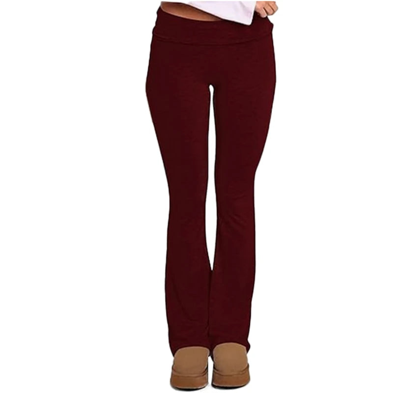 Women's Y2K Low Rise Flare Leggings | Slim Fit Streetwear Flared Pants