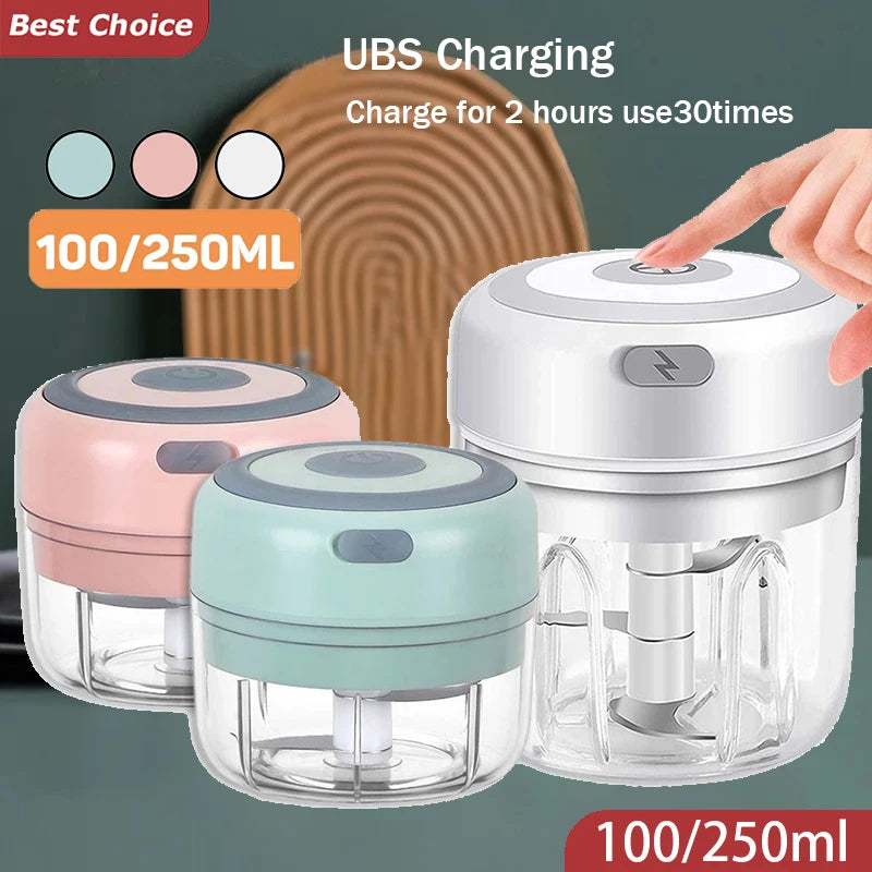 Electric Garlic Chopper – Mini Portable Veggie & Onion Blender (100ml / 250ml)