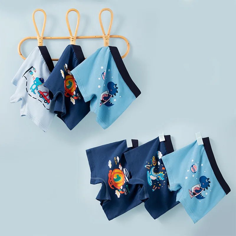 Boys Boxer Briefs 4-Pack – Cotton Cartoon Underwear Ages 3–14