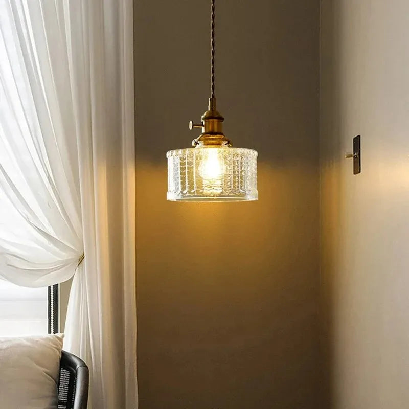 Nordic Green Glass LED Pendant Light – Copper Switch Hanging Lamp - Dripshop