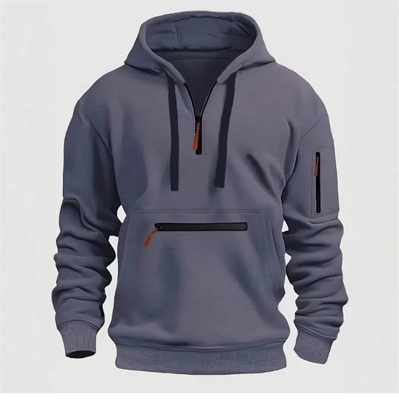 Men's Half-Zip Hoodie | Multi-Pocket Outdoor Casual Sweatshirt - Dripshop
