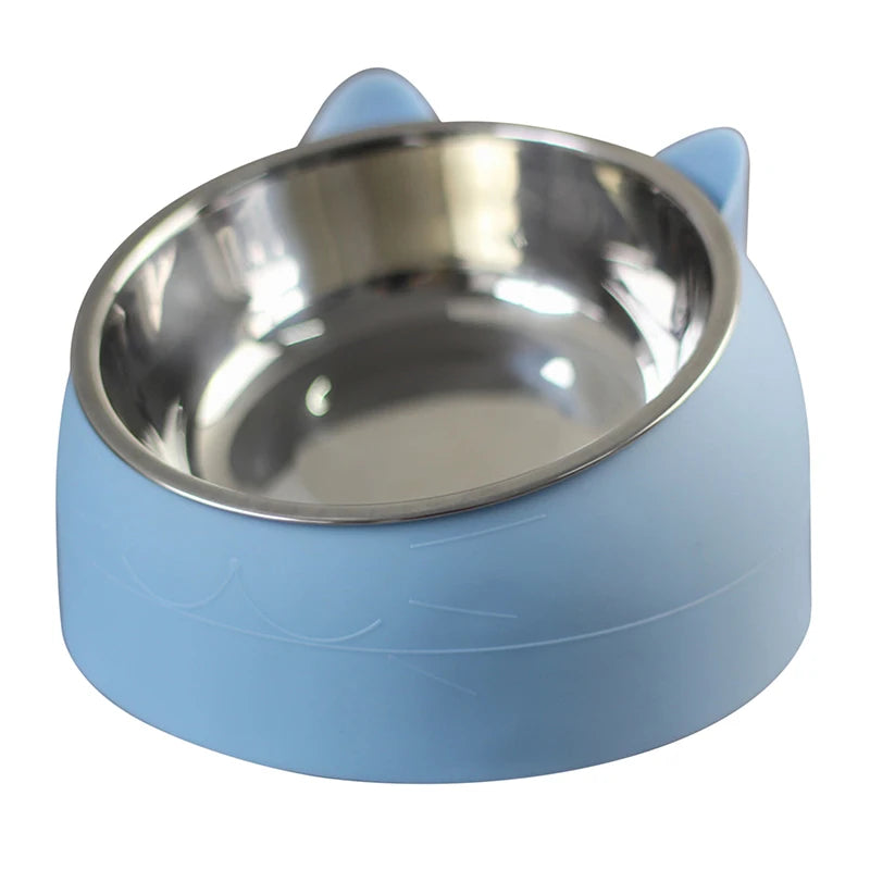 Stainless Steel Tilted Cat Bowl – Non-Slip 200ml Neck Protection Food & Water Feeder for Cats & Puppies - Dripshop