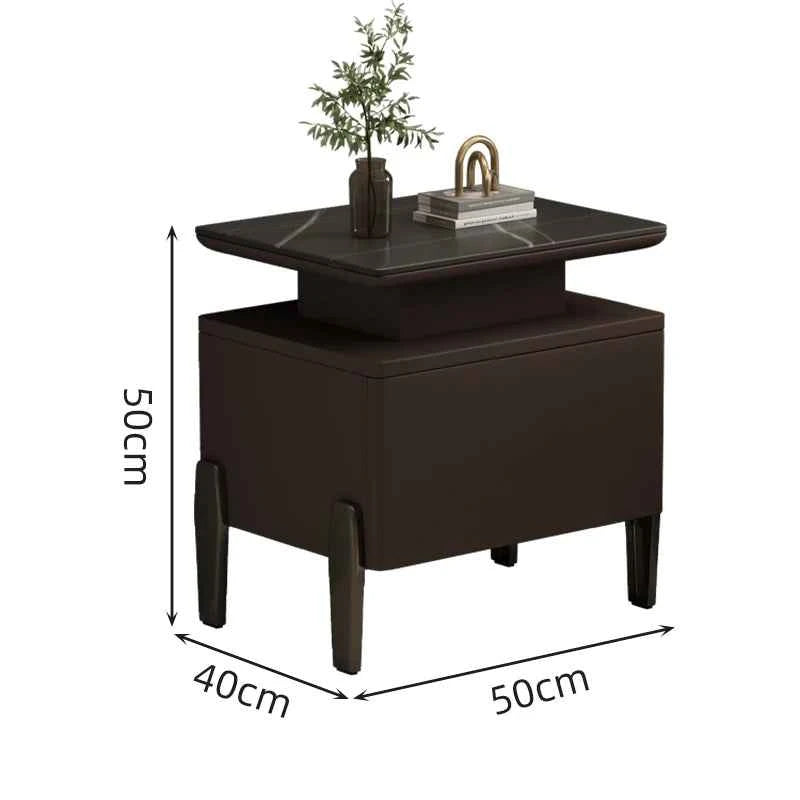 Modern Rock Board Bedside Cabinet – Large Storage Space Home Bedroom Table