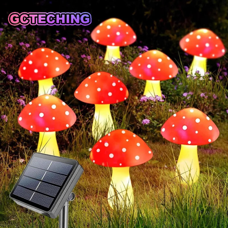Solar Garden Mushroom Lights – Cute Decorative Waterproof Outdoor Pile String Lights - Dripshop