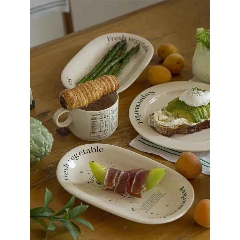 Alphabet Circle Ceramic Tableware Set – Plate, Bowl, Mug & Cup for Home Kitchen
