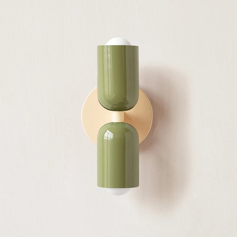Nordic Modern 2-Head LED Wall Sconce | Colourful Lampshade | Bedroom & Kids Room - Dripshop