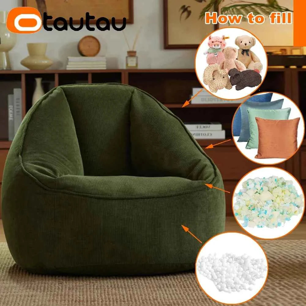 OTAUTAU Corduroy Bean Bag Cover SF324 – Cover Only (No Filler)