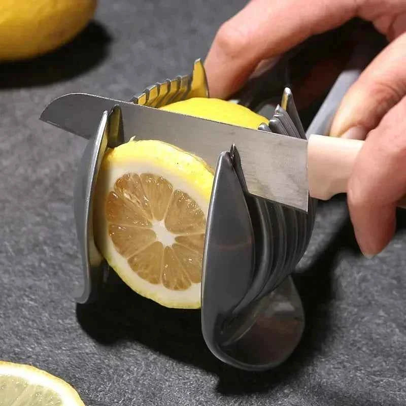 Stainless Steel Handheld Fruit Slicer – Lemon, Orange, Tomato & Onion Cutter