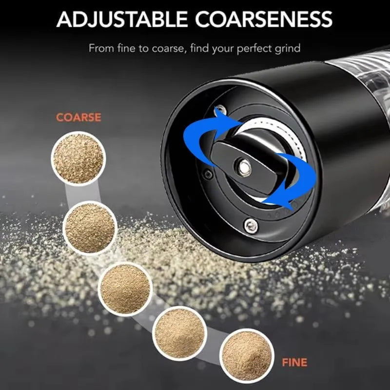 Electric Salt & Pepper Grinder Set with LED Light – USB Rechargeable