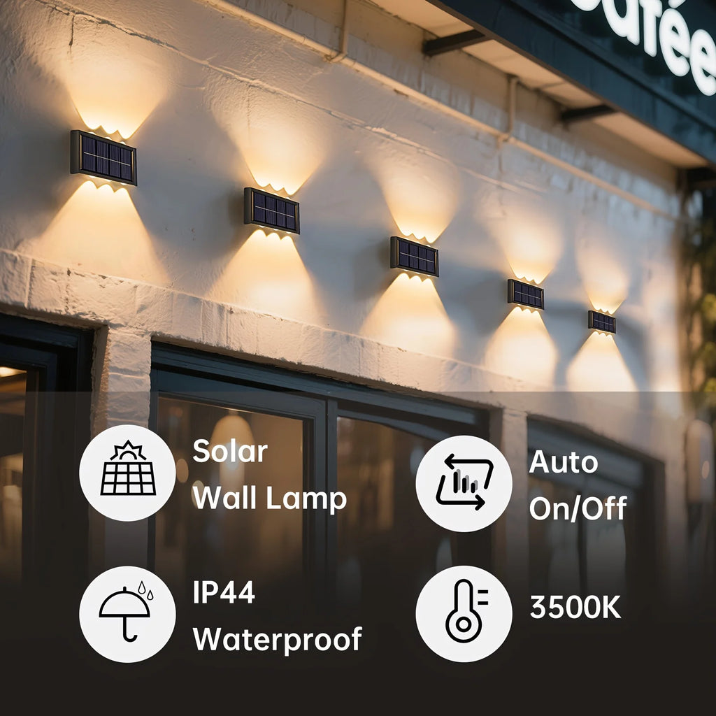 Solar Wall Lights Outdoor – Waterproof LED Lighting for Home, Garden, Yard & Fence (1–10 Pack) - Dripshop