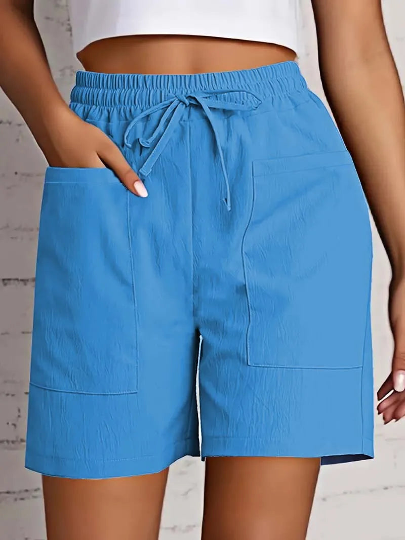 Women's High Waist Casual Shorts | Cotton Linen Summer Shorts with Pockets