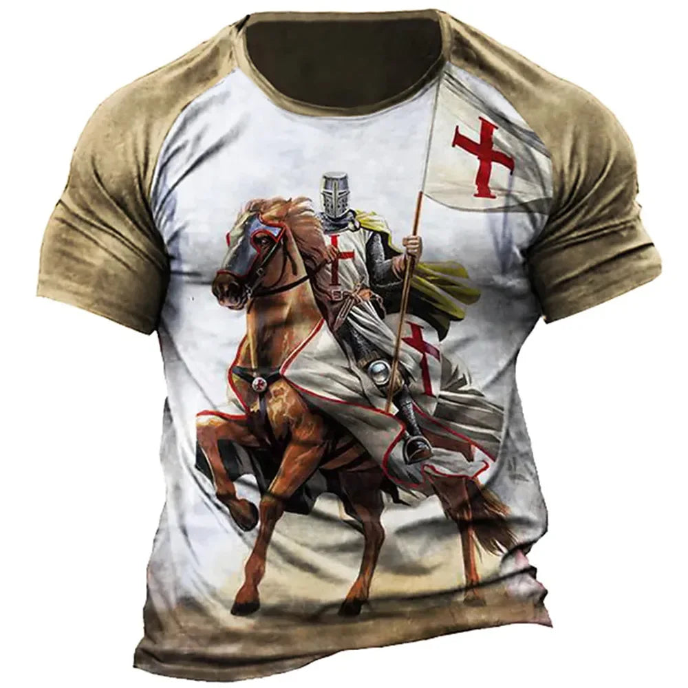 Men's Knights Templar Print Oversized T-Shirt