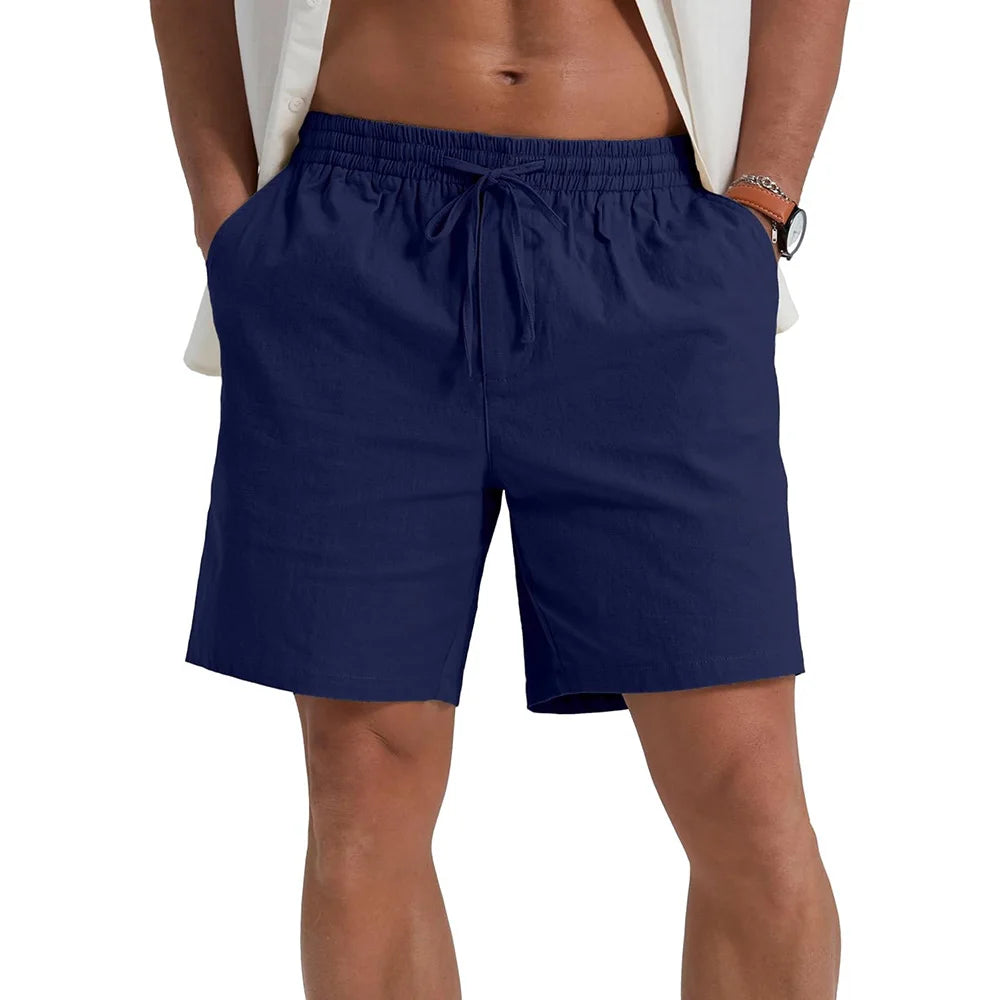 Men's Cotton Linen Shorts – Lightweight Breathable Drawstring Casual Pants - Dripshop