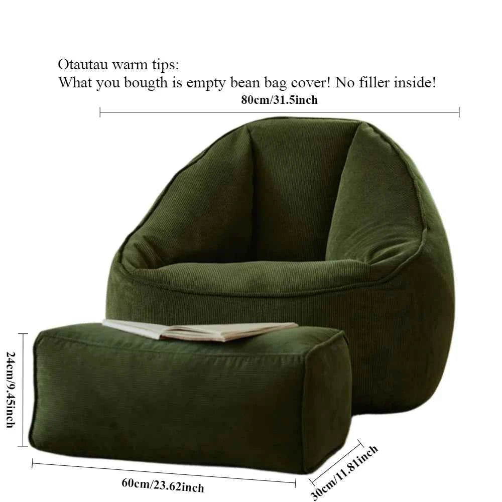 OTAUTAU Corduroy Bean Bag Cover SF324 – Cover Only (No Filler)