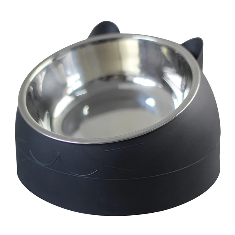 Stainless Steel Tilted Cat Bowl – Non-Slip 200ml Neck Protection Food & Water Feeder for Cats & Puppies - Dripshop