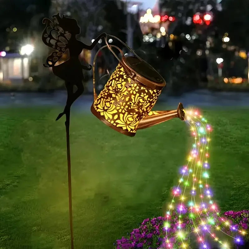 Solar Fairy Watering Can Light – Vintage Metal Hanging Kettle Garden Decor Outdoor Light - Dripshop