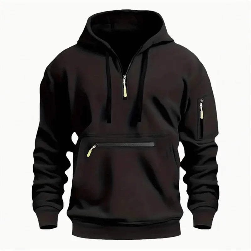Men's Half-Zip Hoodie | Multi-Pocket Outdoor Casual Sweatshirt - Dripshop
