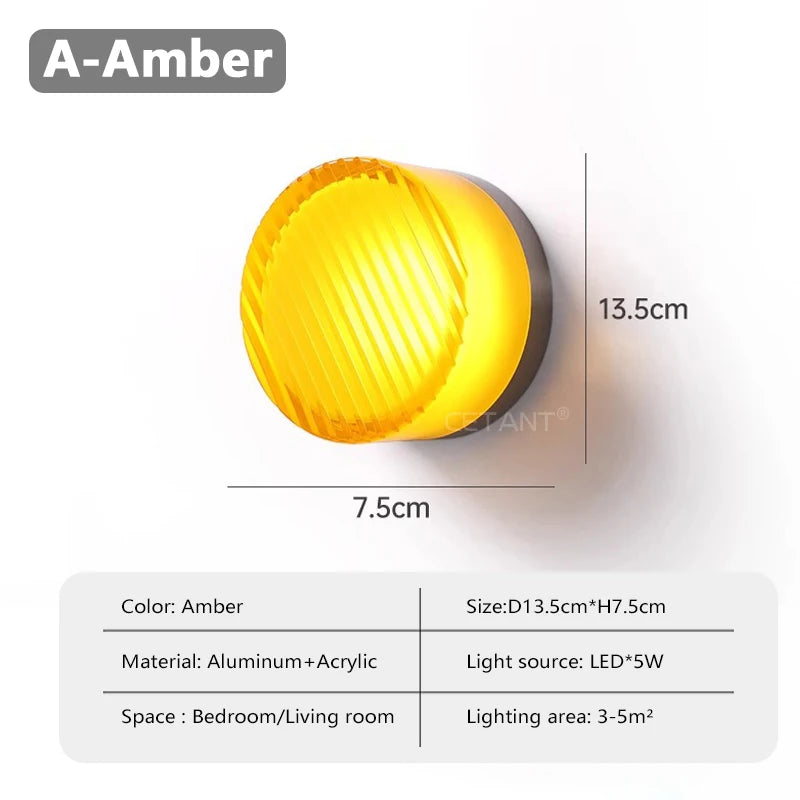 Modern LED Wall Lamp Living Room Amber Jelly Decor Wall Sconces  Corridor Study Dining Room  Home Decoration Smokey Grey Fixture - Dripshop