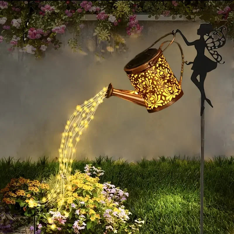 Solar Fairy Watering Can Light – Vintage Metal Hanging Kettle Garden Decor Outdoor Light - Dripshop